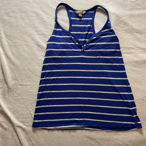 Banana republic blue stripe 3 button tank top - Picture 3 of 3